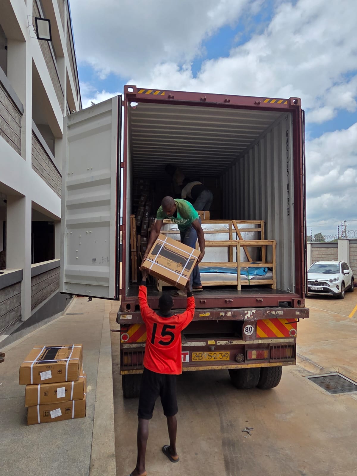 Goods arriving at Nairobi warehouse